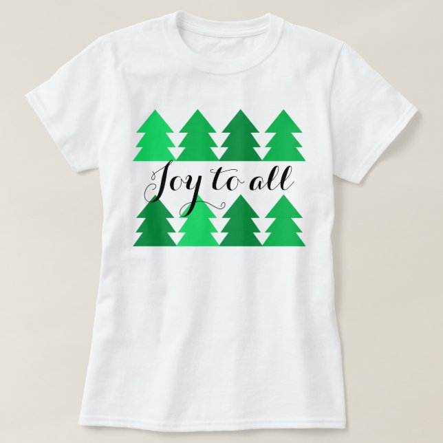 Camiseta Linhas bonitas de Árvores de Natal Verdes Alegrem  (Frente do Design)