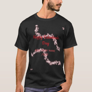 Camiseta Linhas de brilho vermelhas espiral feliz dia dos n
