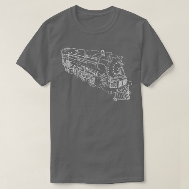 Camiseta Linhas de Comboio Ferroviário com Locomotiva a Vap (Frente do Design)