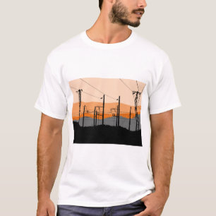 Camiseta Linhas de energia solar industriais estética urban