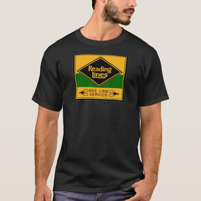 Camiseta Linhas de estrada de ferro da leitura, linha preto (Frente)