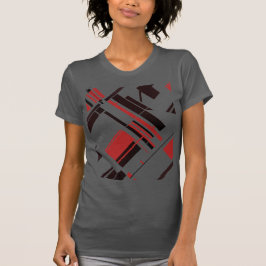 Camiseta Linhas de Formas Diagonais Pretas Vermelhas MCM Ab