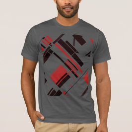 Camiseta Linhas de Formas Diagonais Pretas Vermelhas MCM Ab