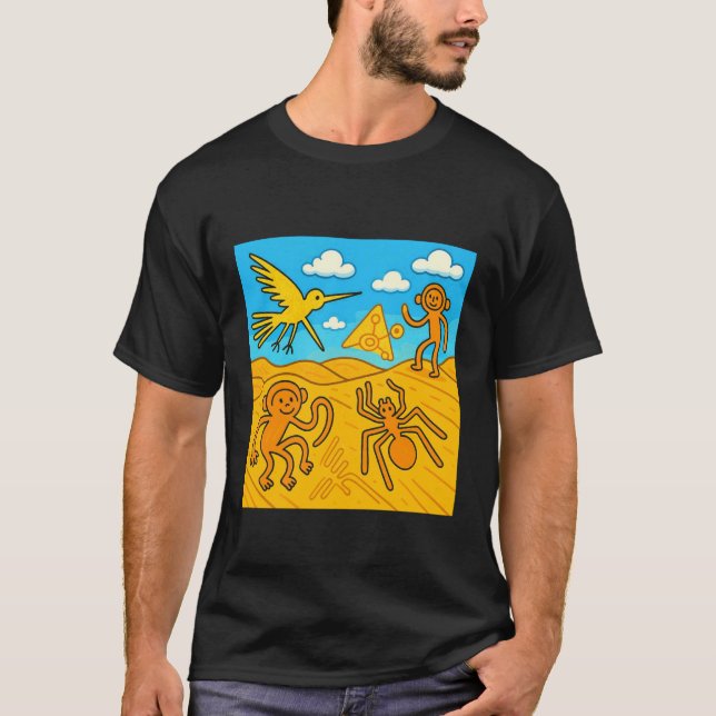 Camiseta Linhas de Nazca Peru Geoglifos Retro (Frente)
