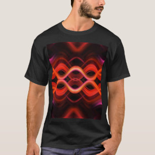 Camiseta Linhas de onda vermelha geométrica design.