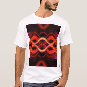 Camiseta Linhas de onda vermelha geométrica design.
