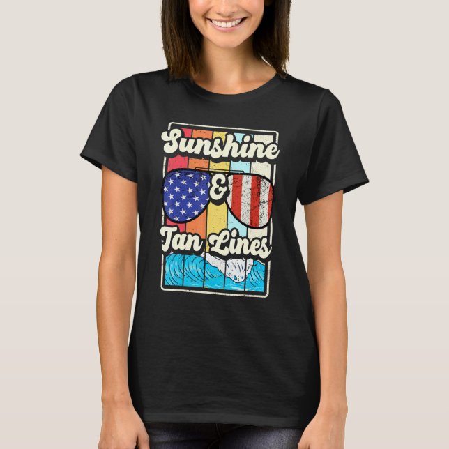 Camiseta Linhas De Sol E Bronzeado Férias De Verão Retro Ta (Frente)