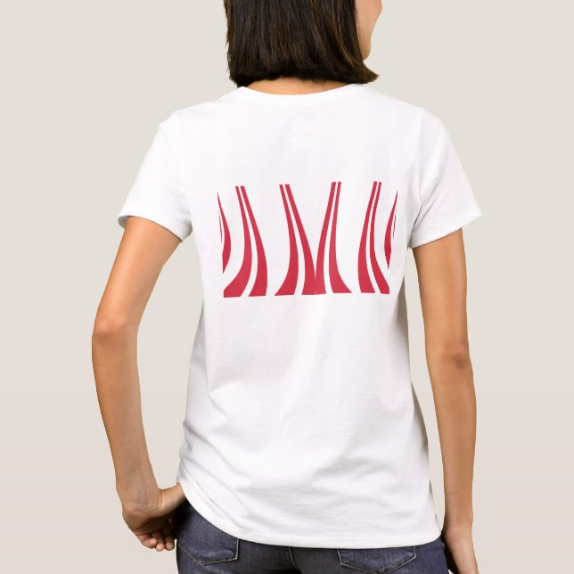 Camiseta Linhas distribuídas abstrato vermelho-doce, em for (Verso)