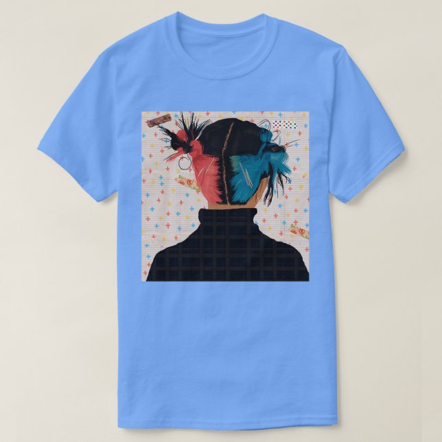 Camiseta Linhas em forma de papel para cabelo (Frente do Design)