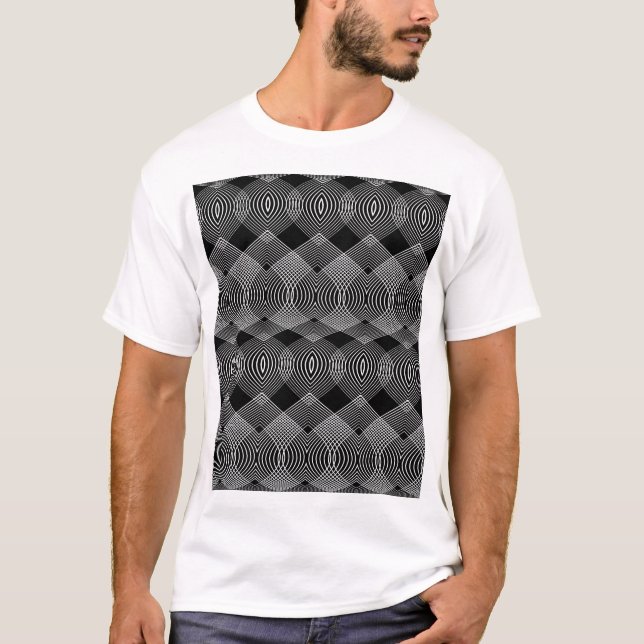 Camiseta Linhas Monocromáticas: Design Abstrato Texturado (Frente)