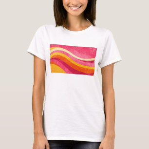 Camiseta Linhas Onduladas Retro – Fundo de Cor Vintage