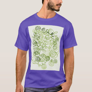 Camiseta Linhas Orgânicas Verdes Curvas Molares Aquarelas P