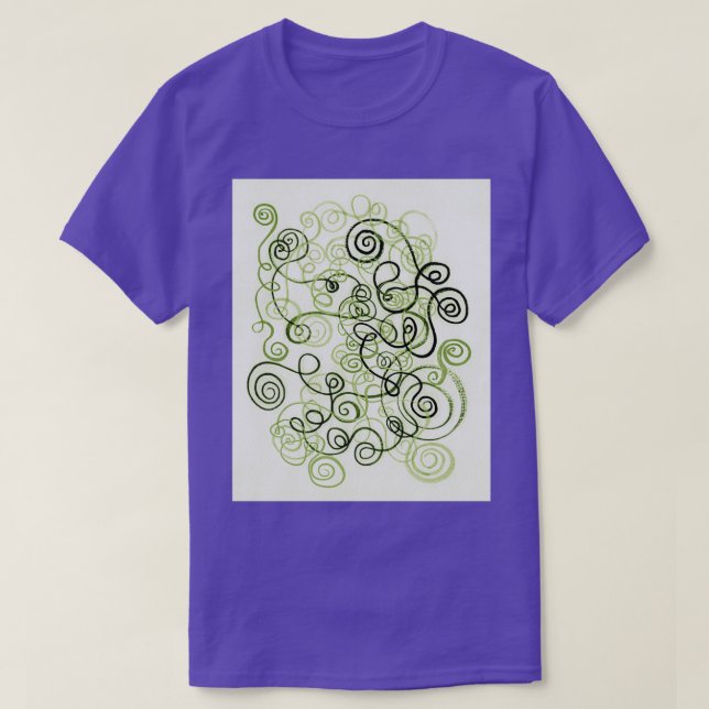 Camiseta Linhas Orgânicas Verdes Curvas Molares Aquarelas P (Frente do Design)
