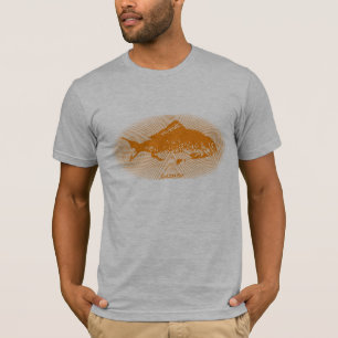 Camiseta Linhas Retro Peixe Laranja