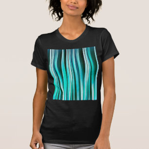 Camiseta Linhas Stripy teste padrão de turquesa e do oceano