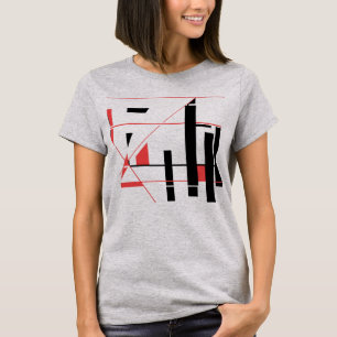 Camiseta Linhas Vermelhas Pretas Formas Abstrato Geométrica