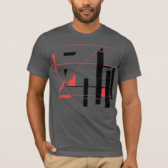 Camiseta Linhas Vermelhas Pretas Formas Abstrato Geométrica (Frente)