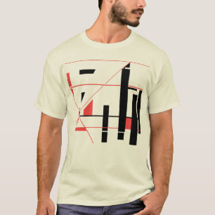 Camiseta Linhas Vermelhas Pretas Formas Abstrato Geométrica