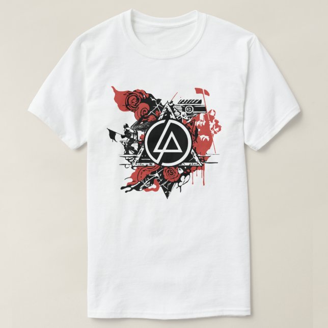 Camiseta Linkin Park Anarchy Rose Symbol (Frente do Design)