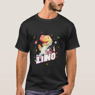 Camiseta LINO - Nome de Menino Bonito com Dinossauro Giro