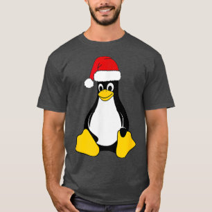 Camiseta Linu Mascot Tu, o Geek do Nerd Penguin Santa Hat