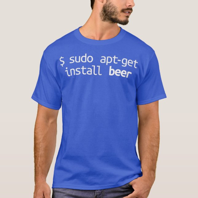 Camiseta Linu Sudo AptGet Beer Engraçado Linu Humor Tee (Frente)