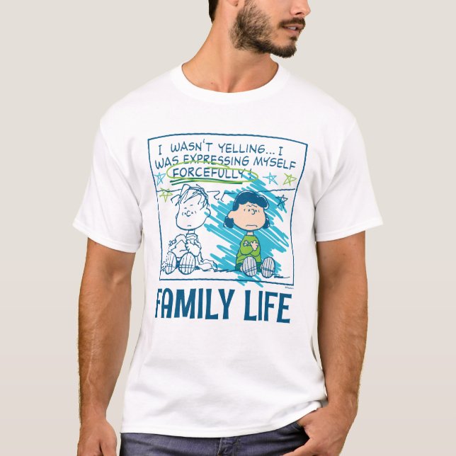 Camiseta Linus & Lucy "Eu não estava gritando..." (Frente)
