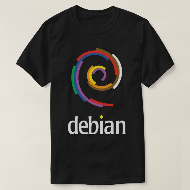 Camiseta Linux Debian de cor escura (Frente do Design)