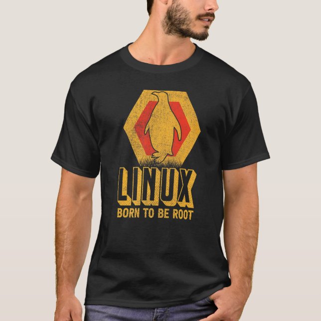 Camiseta Linux Nascido Para Ser Nerd de Software do Sistema (Frente)