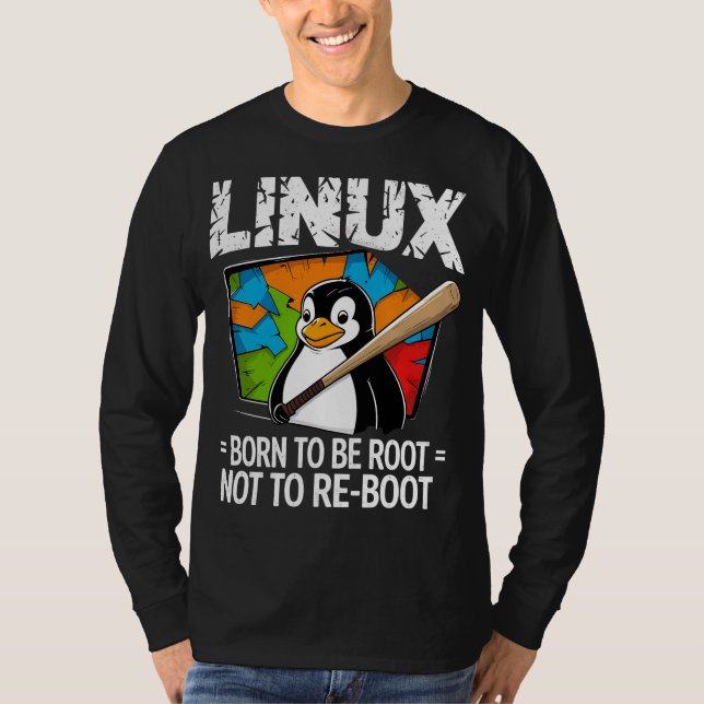 Camiseta Linux - Nascido Para Ser Root (Frente)