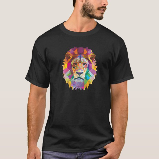 Camiseta Lion Abstrato Polygon Legal Geométrico Wild Animal (Frente)