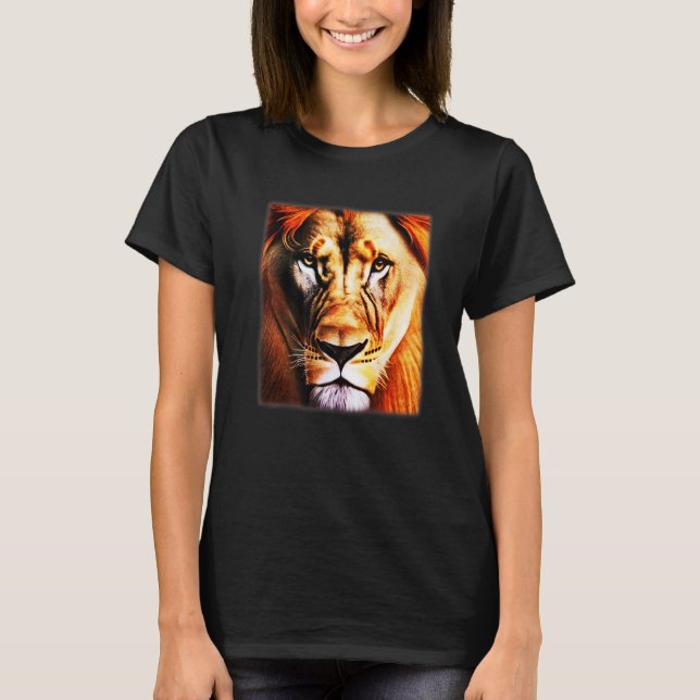Camiseta Lion Africa predator print head imprint with wild  (Frente)