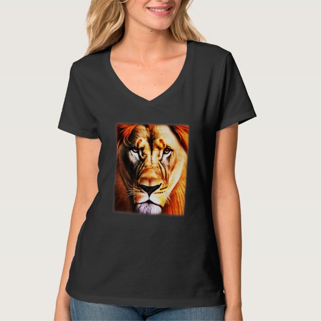 Camiseta Lion Africa predator print head imprint with wild  (Frente)