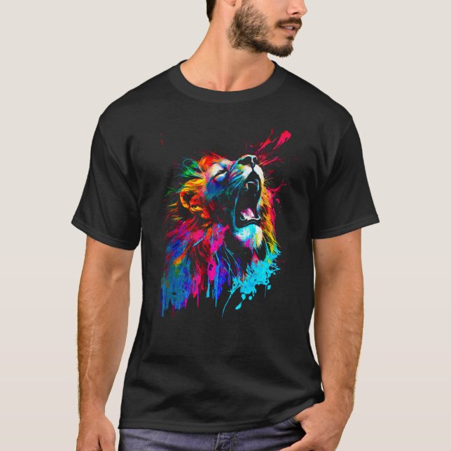 Camiseta Lion African Pop Art (Frente)
