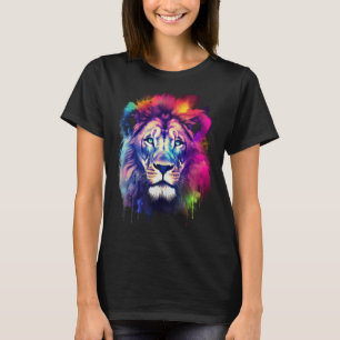 Camiseta Lion Animal Art - Animal Motif Colorir Olhos Azuis