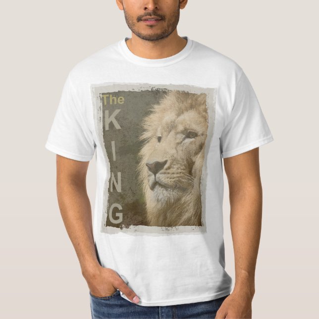 Camiseta Lion Animal Face Superior Modelo Mens Valor Modern (Frente)