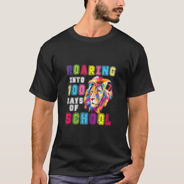 Camiseta Lion Aninhando Em 100 Dias De Escola Feliz 100º D (Frente)
