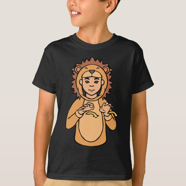 Camiseta Lion ASL Gesto de Mão Surda Perda de Consciência (Frente)