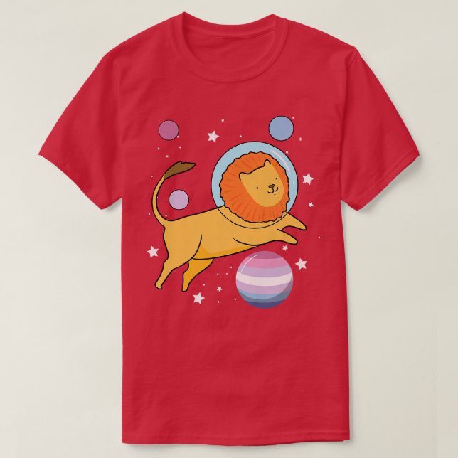 Camiseta Lion Astronauta Bigender Pride (Frente do Design)