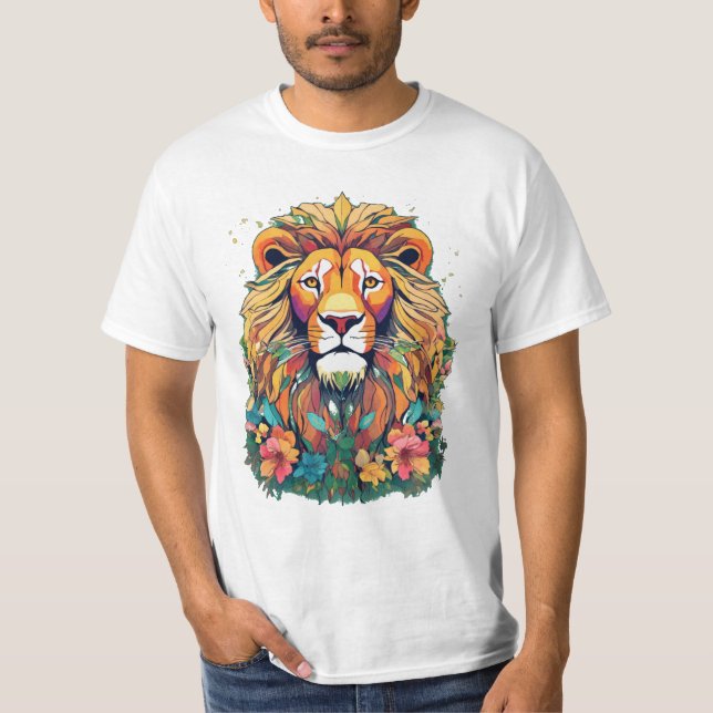 Camiseta Lion Bloom Encantador: 3D V inspirado no Studio Gh (Frente)