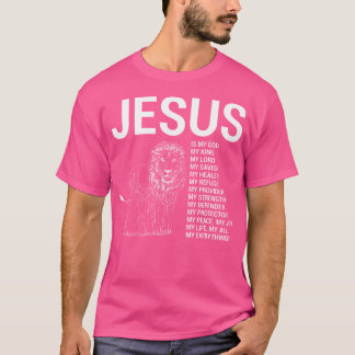 Camiseta Lion Christian Jesus É Meu Deus Rei Senhor E Salva