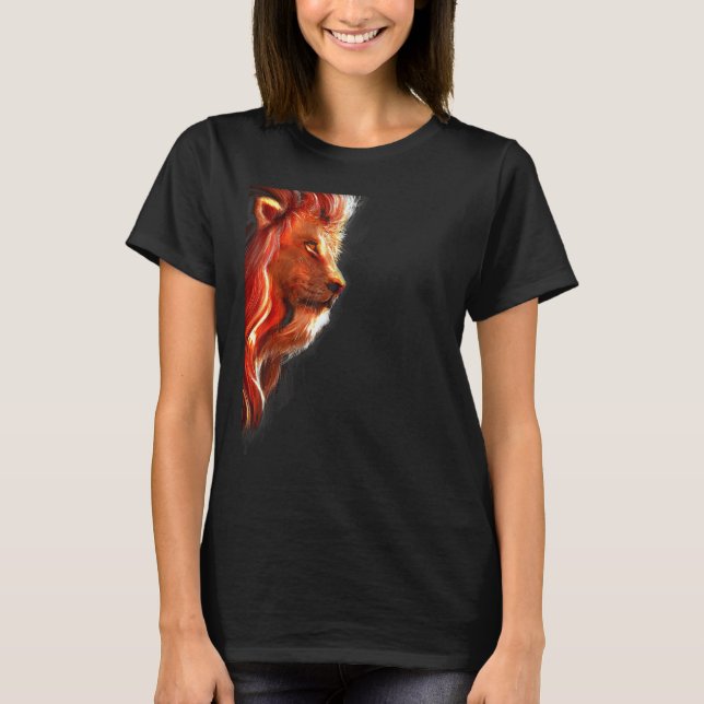 Camiseta Lion Claw Strong Eyes Warrior Hunter Big Cat Angel (Frente)