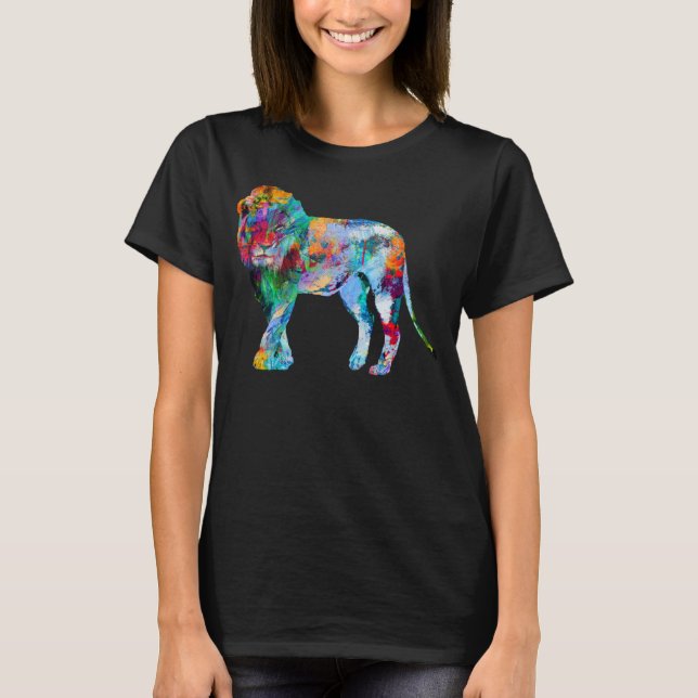 Camiseta Lion Colorida Lion abstrato Painting Lion (Frente)
