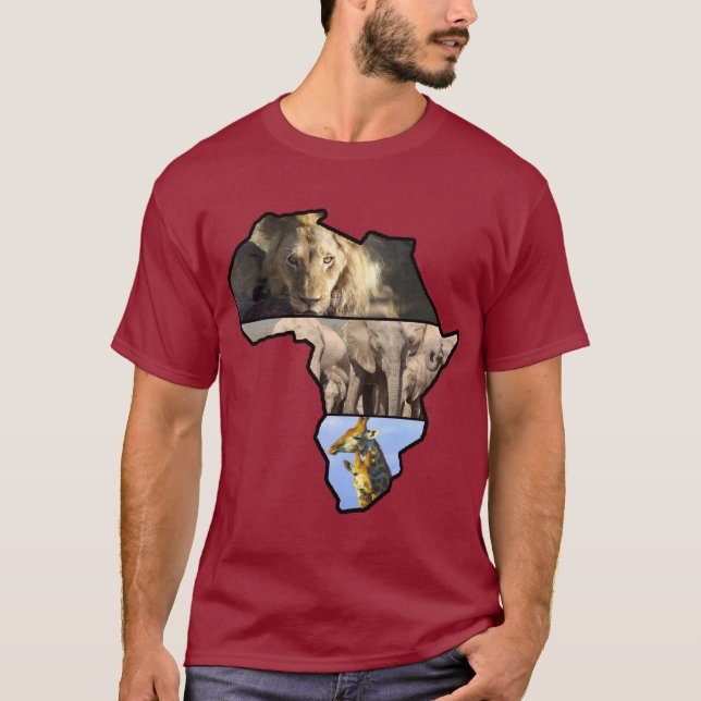 Camiseta Lion Continente Africano, Elefante, Girafa (Frente)