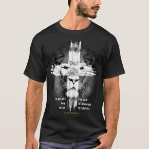 Camiseta Lion Cross Jesus Cristo Senhor Cristão Deus Acredi