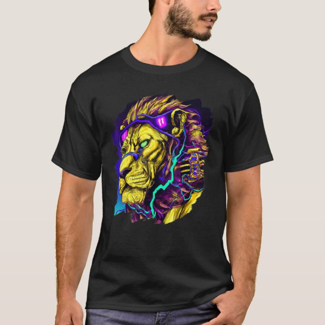 Camiseta Lion Cyborg Robot Lion Legal Alienígena Exterior d (Frente)