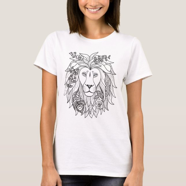 Camiseta Lion E Flores (Frente)