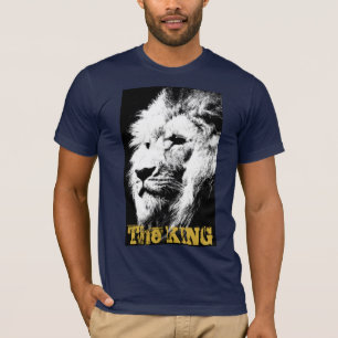 Camiseta Lion Face Mens Belga Canvas Curta Marinho Azul