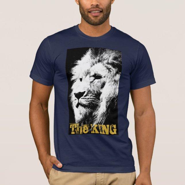 Camiseta Lion Face Mens Belga Canvas Curta Marinho Azul (Frente)