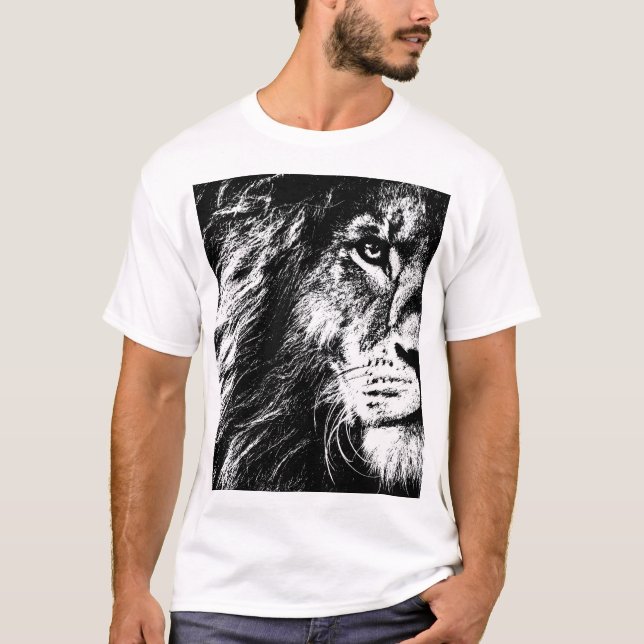 Camiseta Lion Face Pop Art Modelo moderno Elegante masculin (Frente)